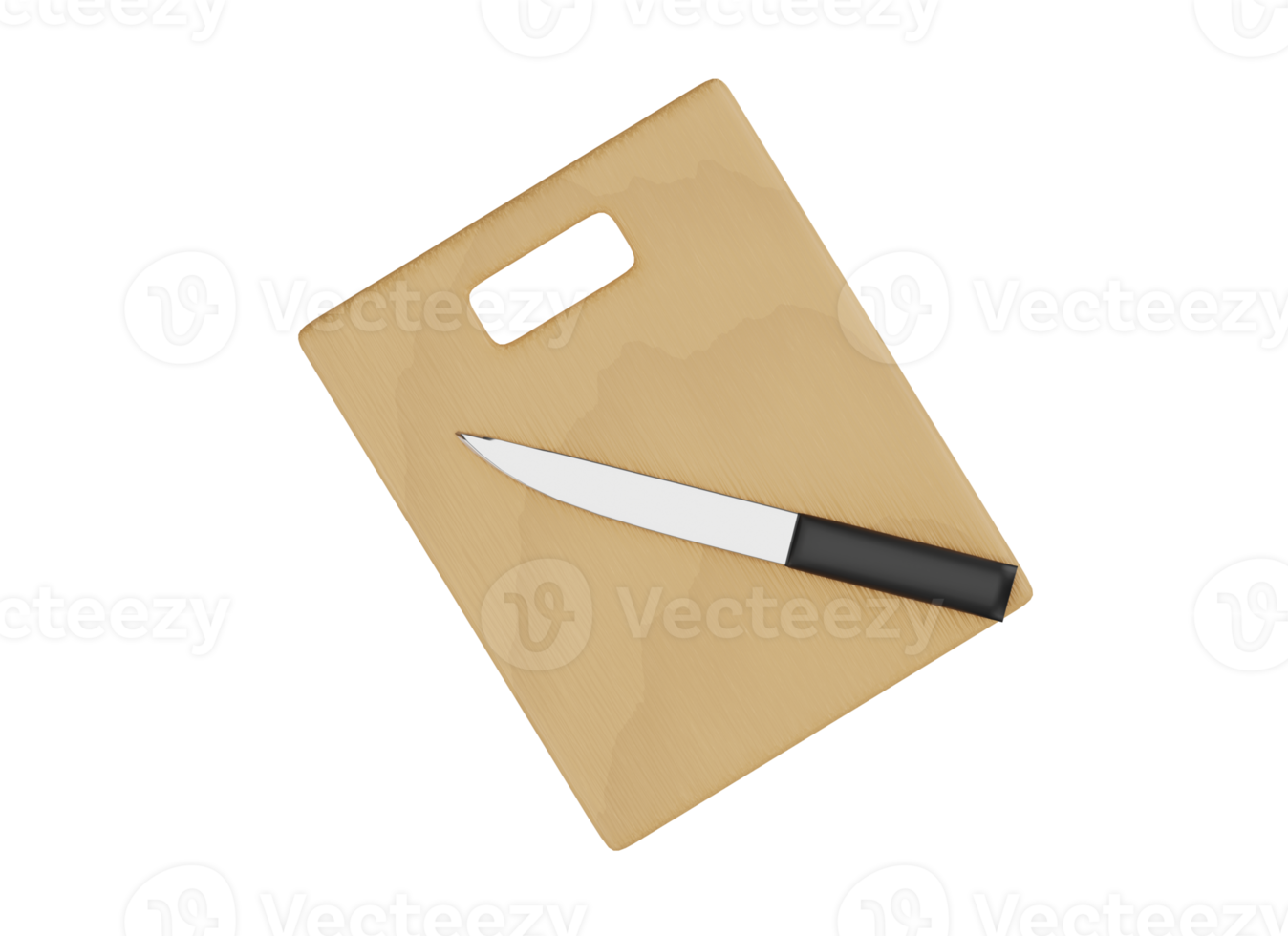 3D wooden chopping board and knife 15736277 PNG