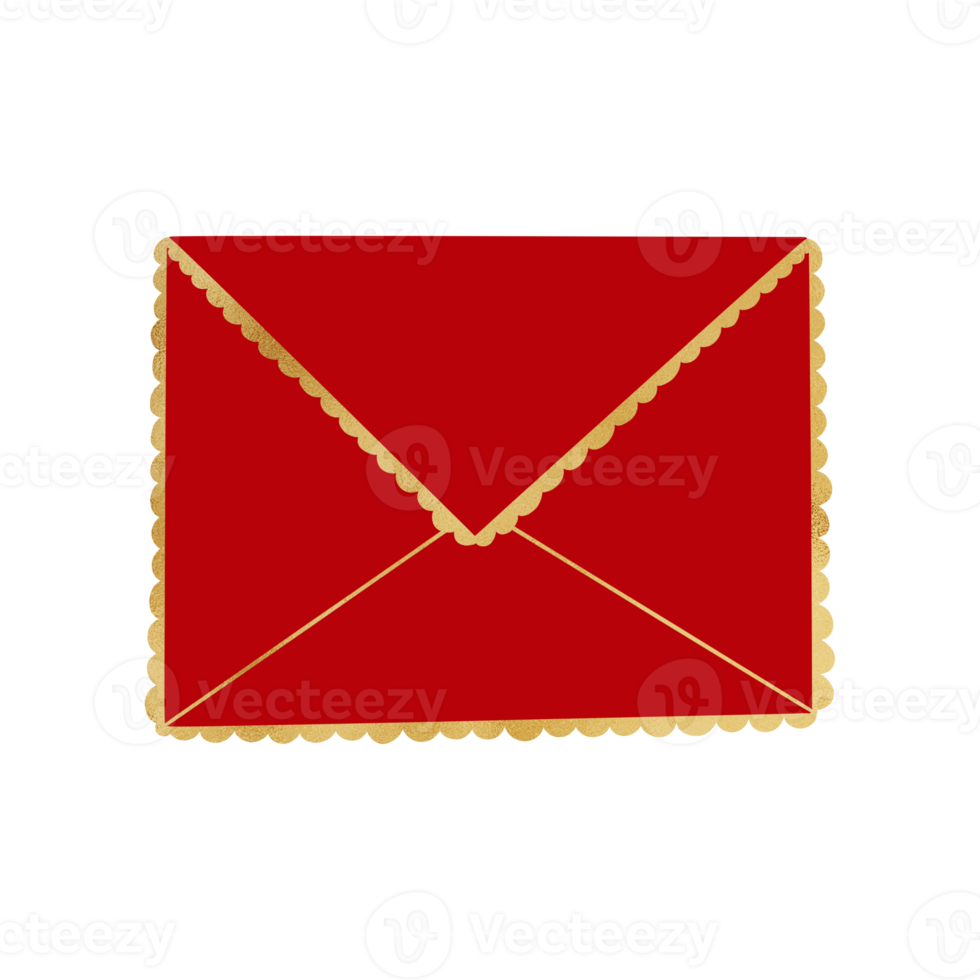 envelope vermelho e dourado png