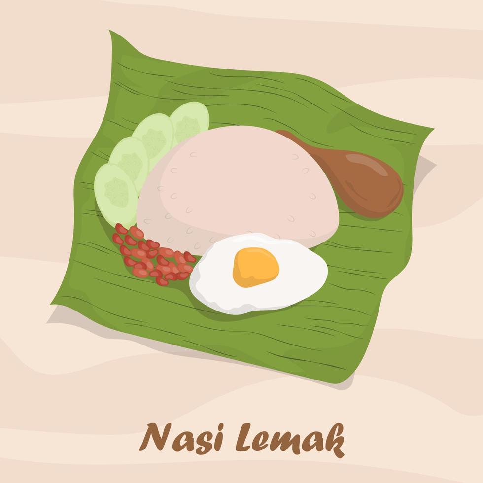 ilustración de nasi lemak en diseño vectorial vector