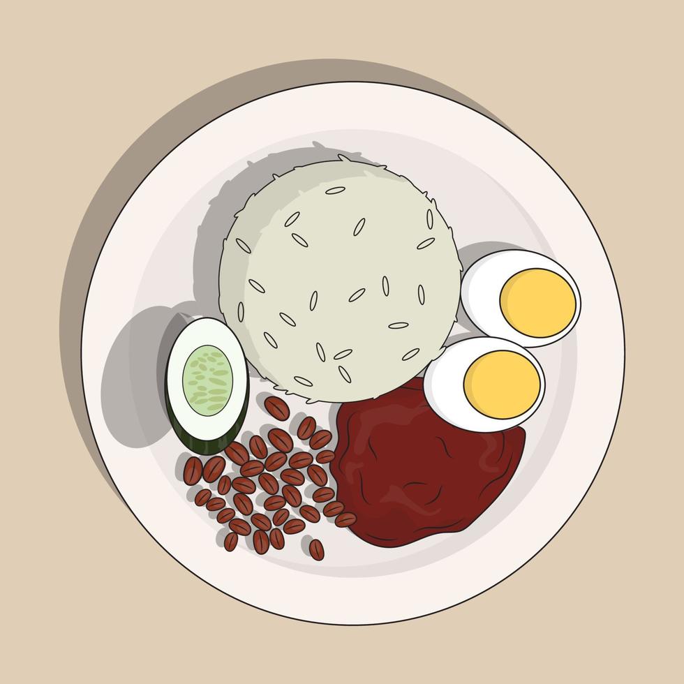 ilustración de nasi lemak en diseño vectorial vector