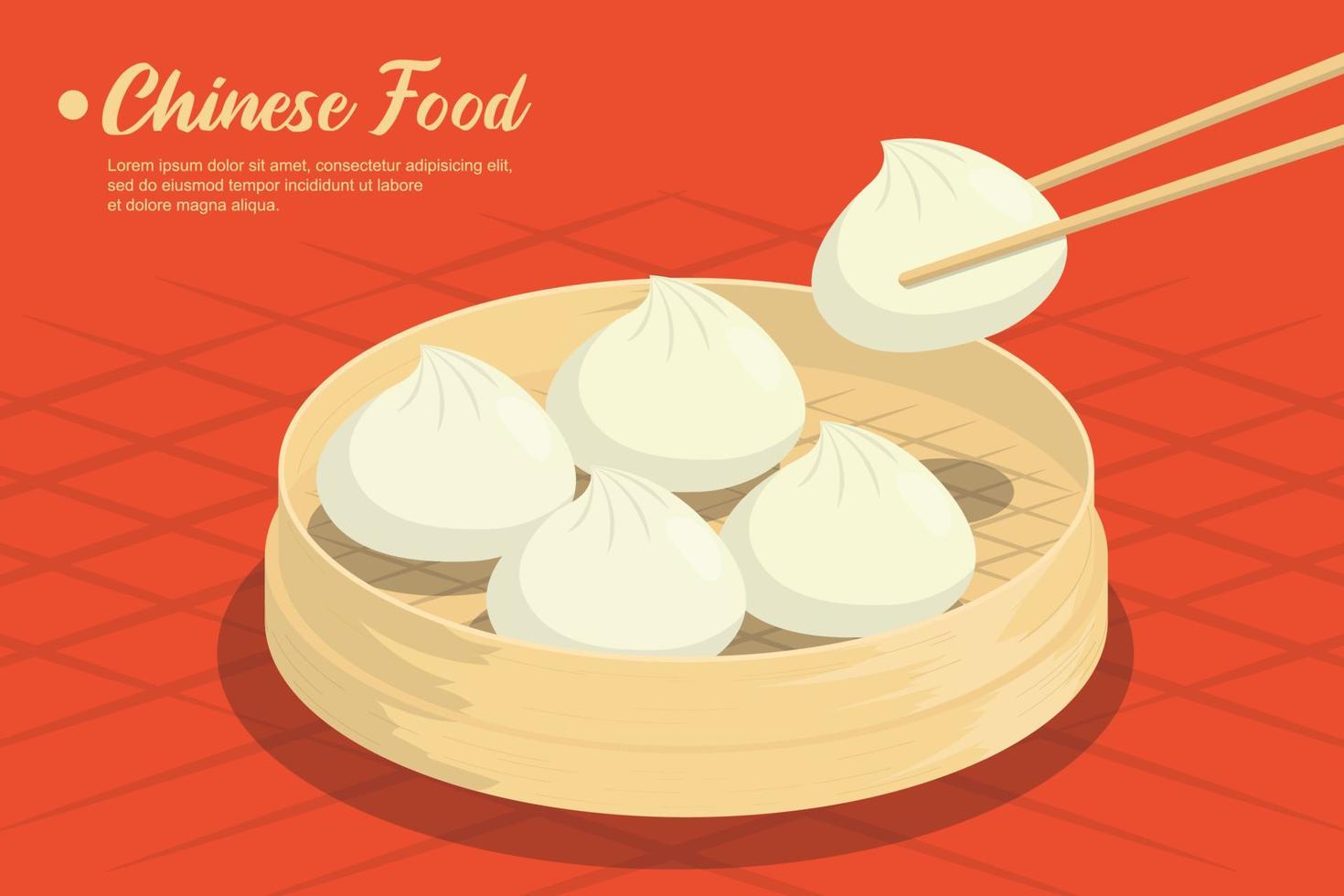 ilustración de vector de comida china en diseño plano