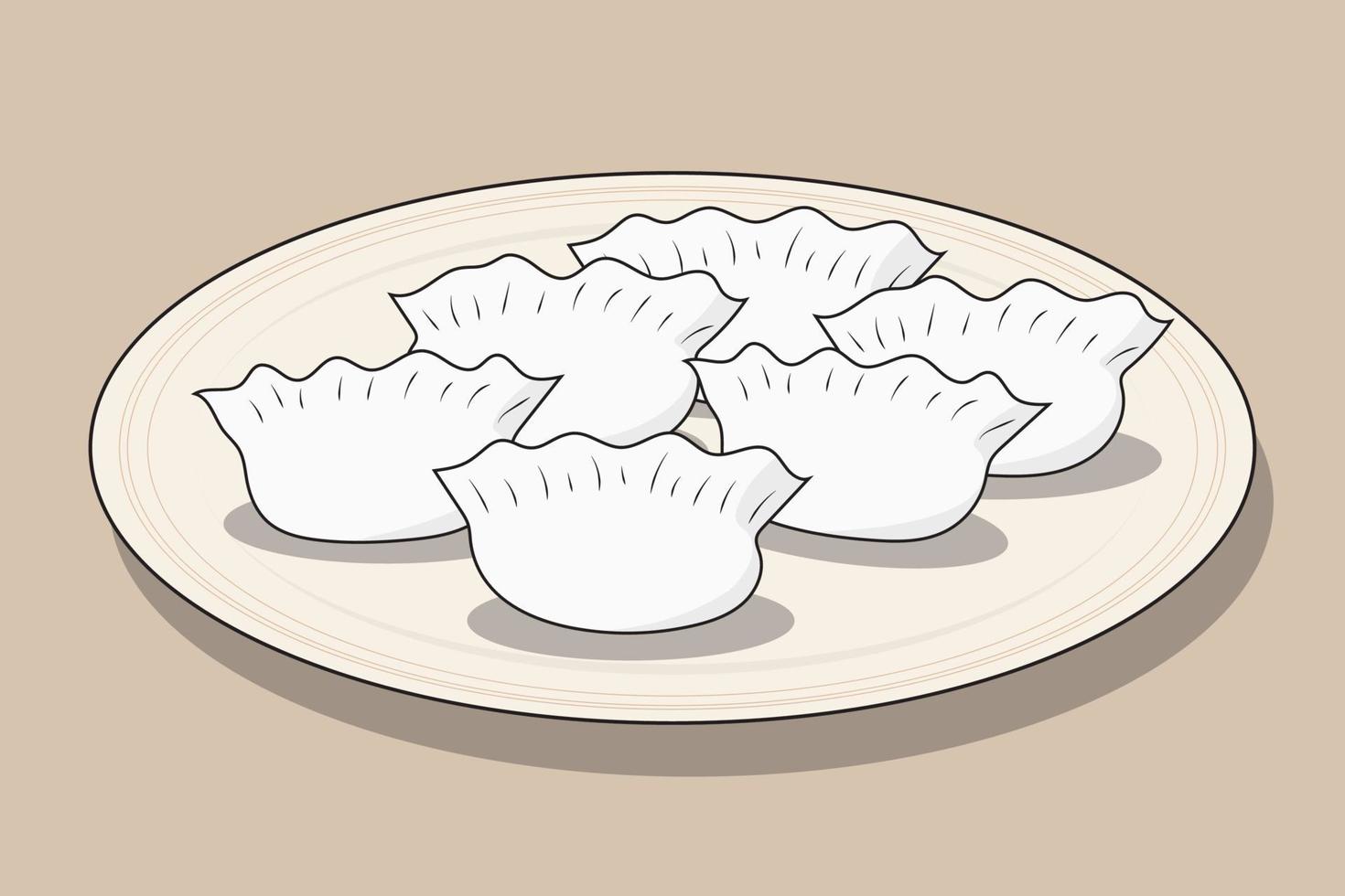 ilustración de vector de comida china en diseño plano