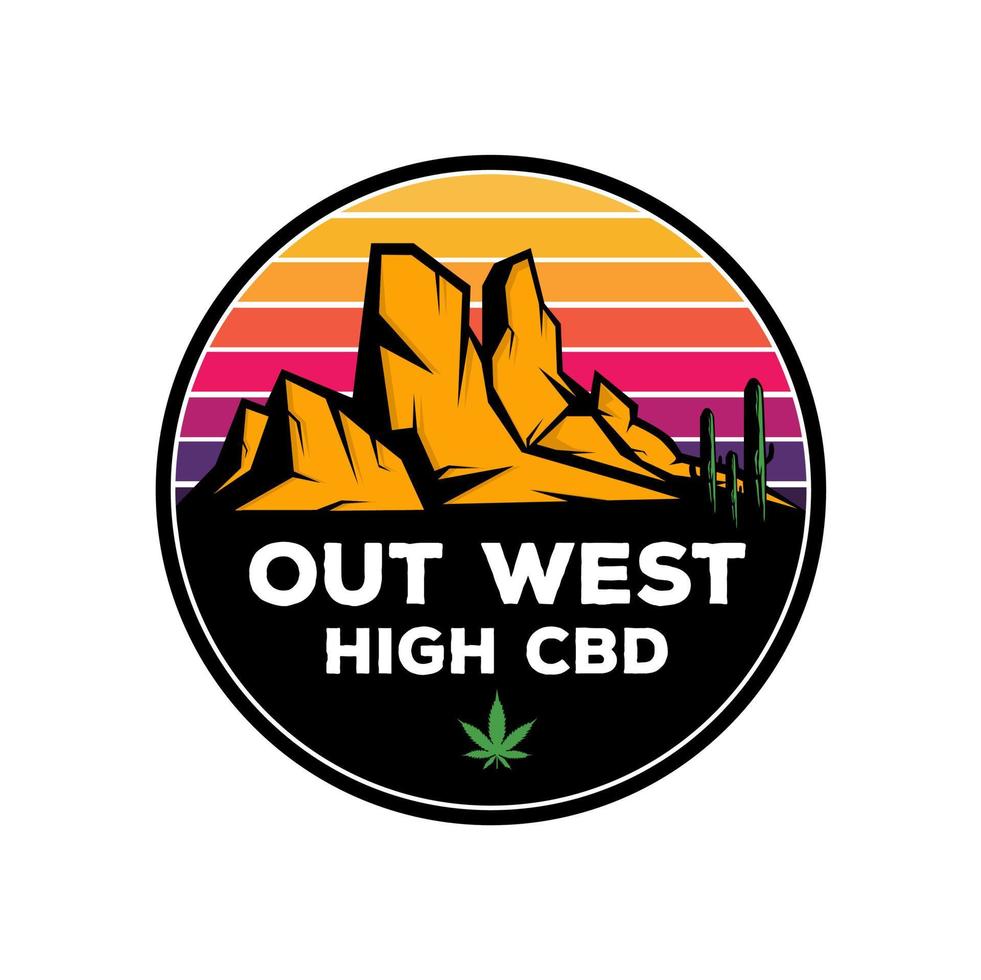 Out west high cbd logo vector. vector