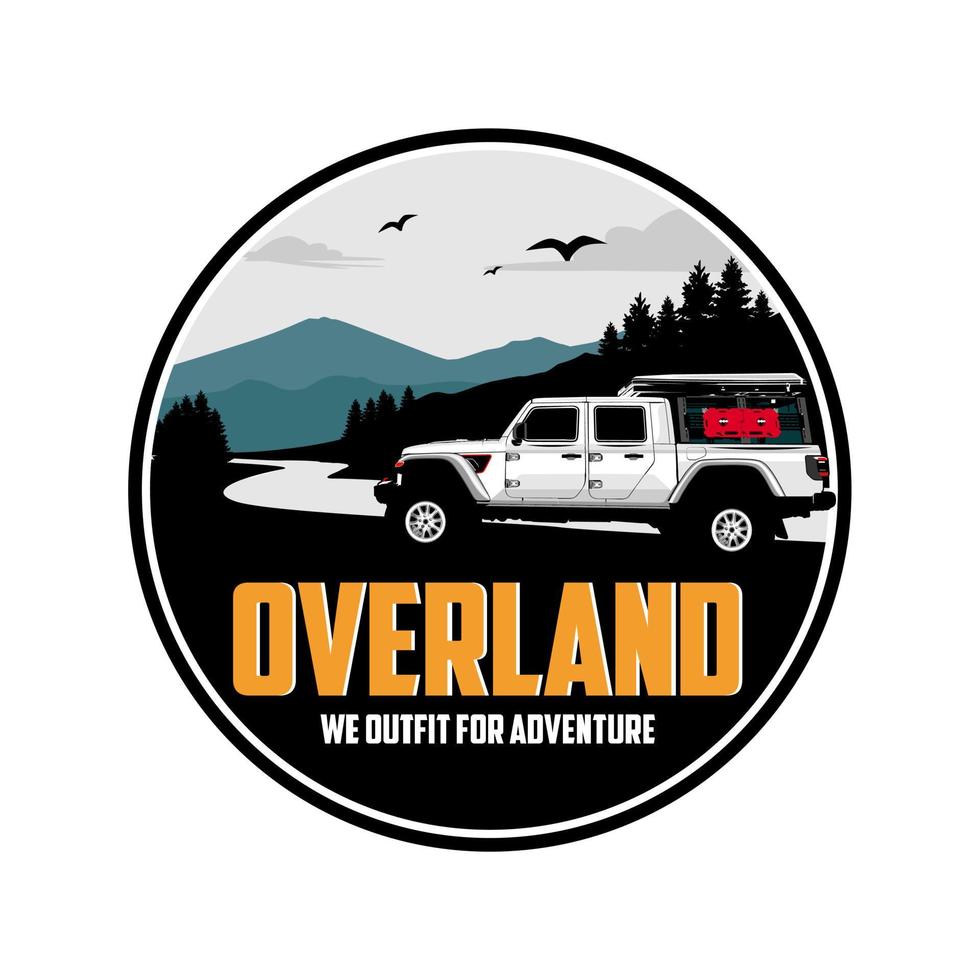 Overland we outfit for adventure illustration vector 1