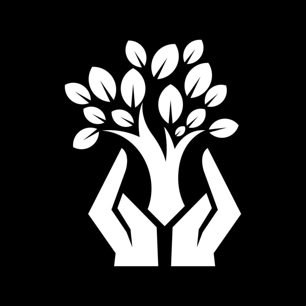 hand tree logo design vector