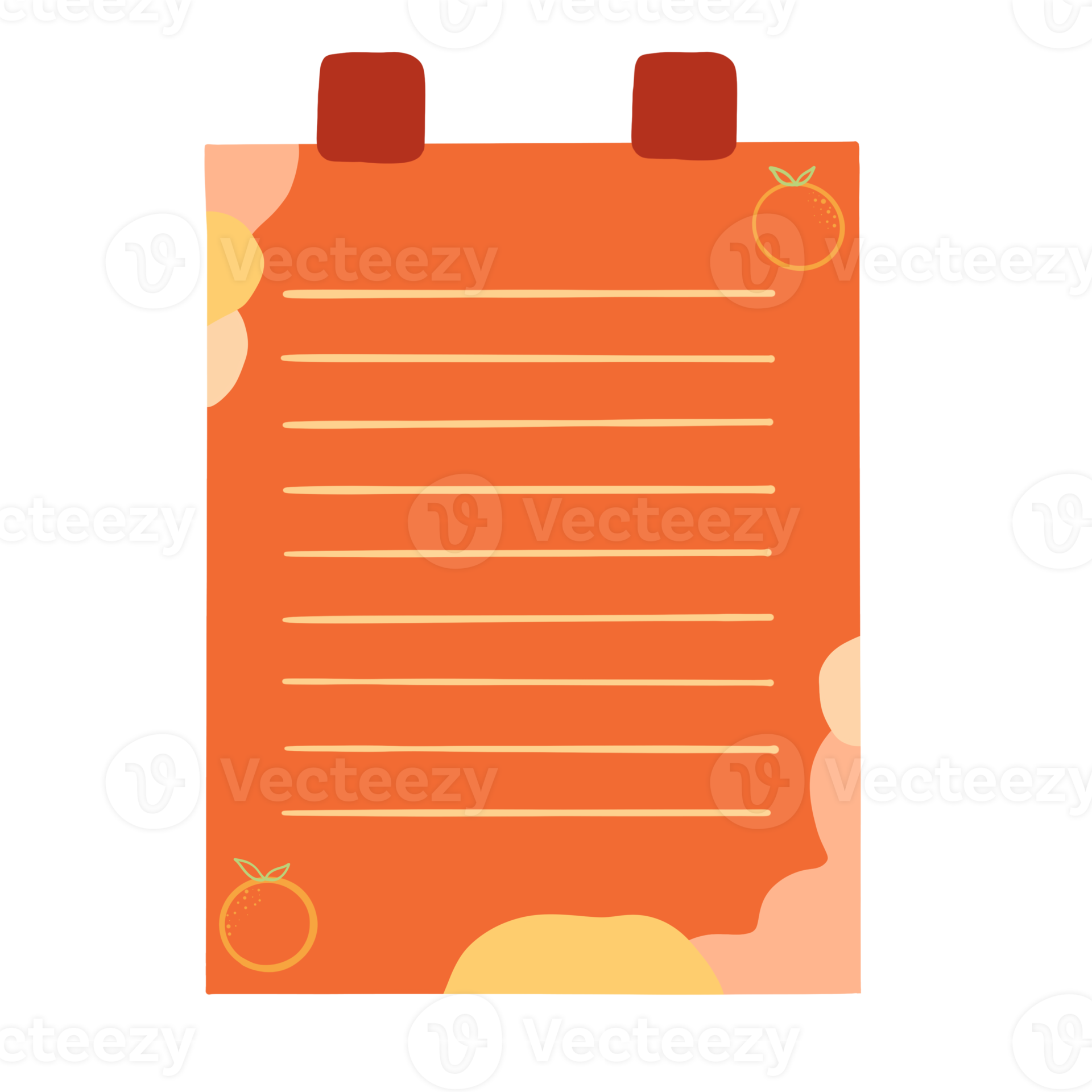 Daily Planner Memo Note Paper. Cute Notepad. Orange pattern. 15736609 PNG