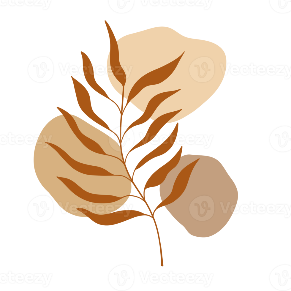 Autumn leaves illustration. Boho Aesthetic. Minimalist Style. 15736622 PNG