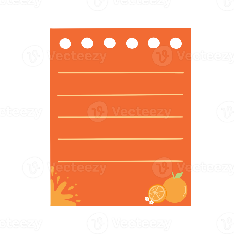Daily Planner Memo Note Paper. Cute Notepad. Orange pattern. png