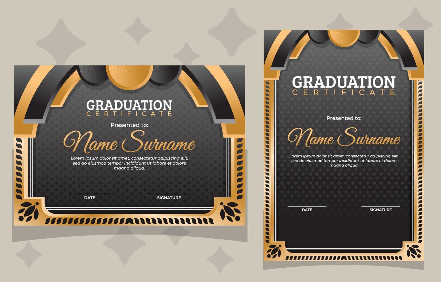 Certificate with Gradient Black and Gold vector