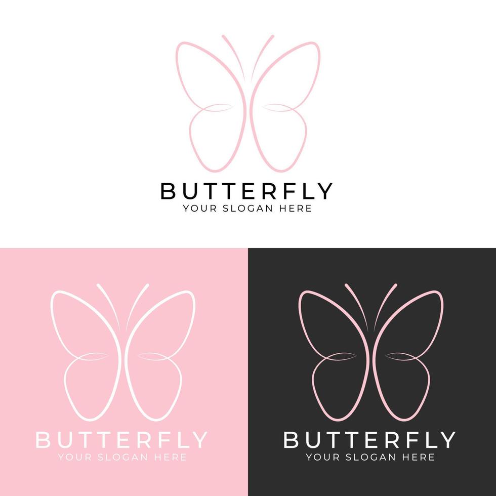 Simple Butterfly logo linear style. Animal logo vector