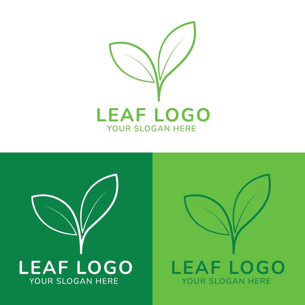 leaf logo linear style icon. Nature logo vector