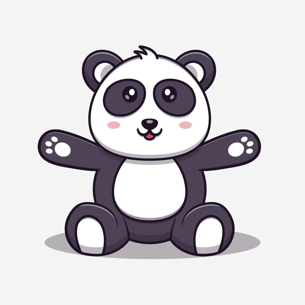 Cute kawaii baby panda sitting raising hand cartoon character vector icon  illustration. Children illustration animal nature concept. Flat Cartoon  Style 22518779 Vector Art at Vecteezy