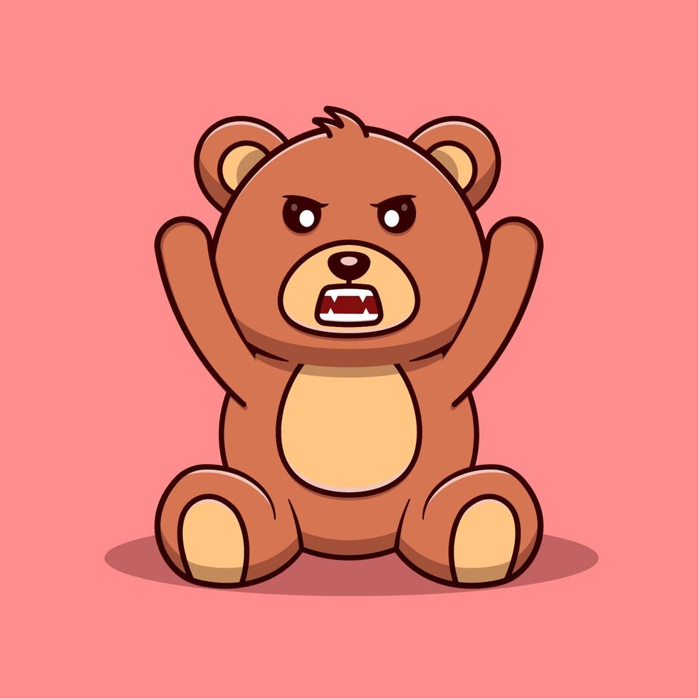 Ilustración de icono de vector de dibujos animados de oso enojado. icono animal concepto vector aislado. estilo de dibujos animados plana