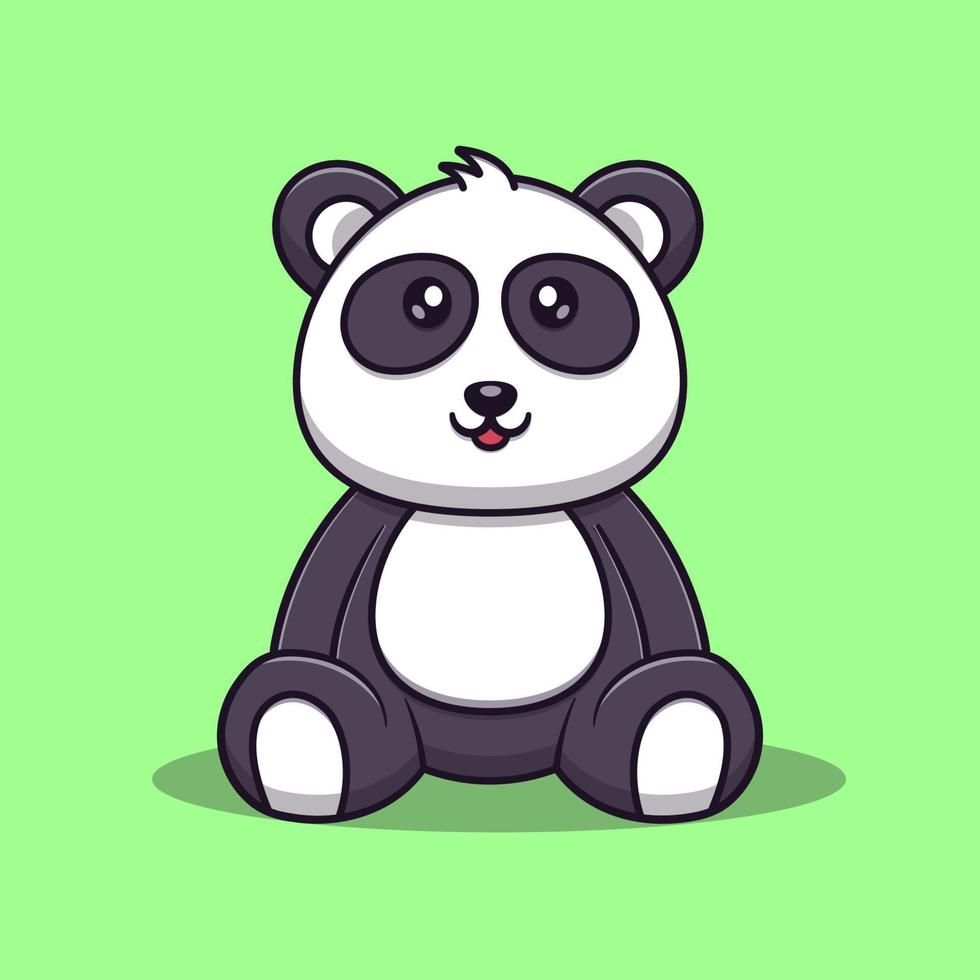 Ilustración de icono de vector de dibujos animados lindo panda. icono animal concepto vector aislado. estilo de dibujos animados plana