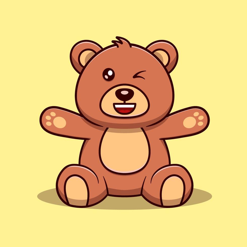 Cute blinking bear cartoon vector icon illustration. Animal icon concept isolated vector. Flat cartoon style