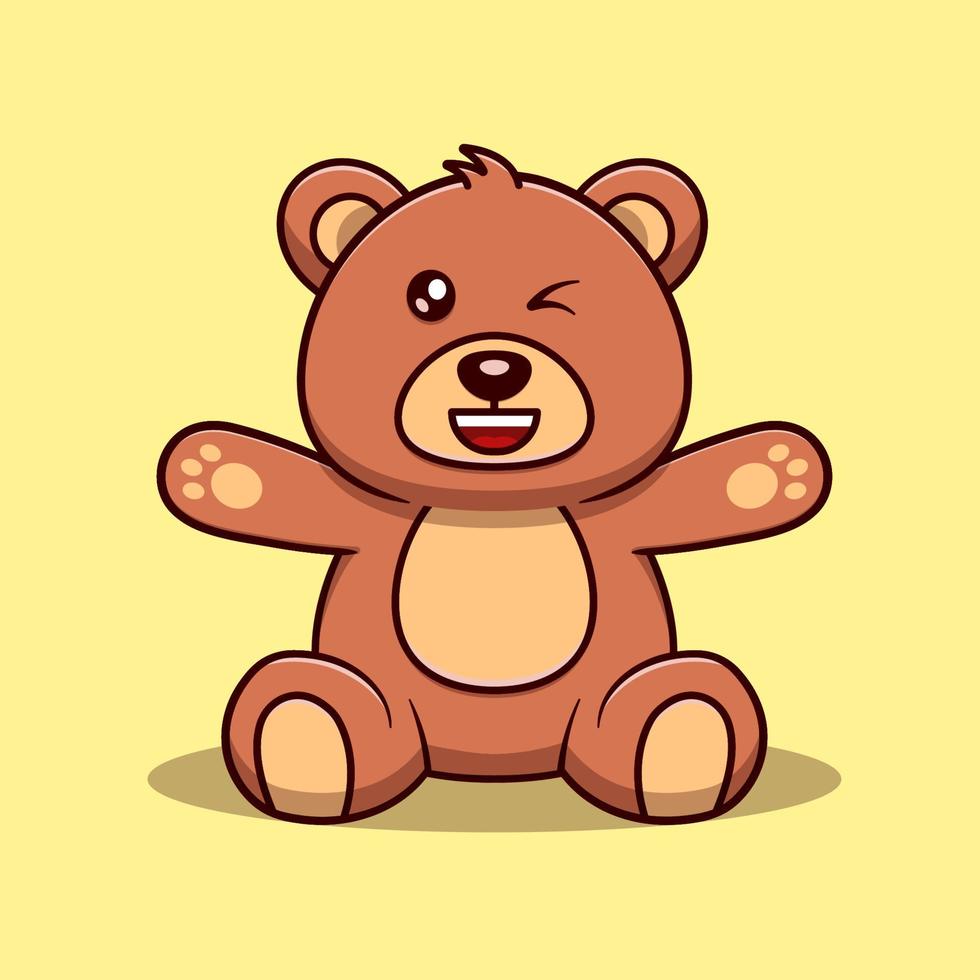 ilustración de icono de vector de dibujos animados de oso parpadeante lindo. icono animal concepto vector aislado. estilo de dibujos animados plana