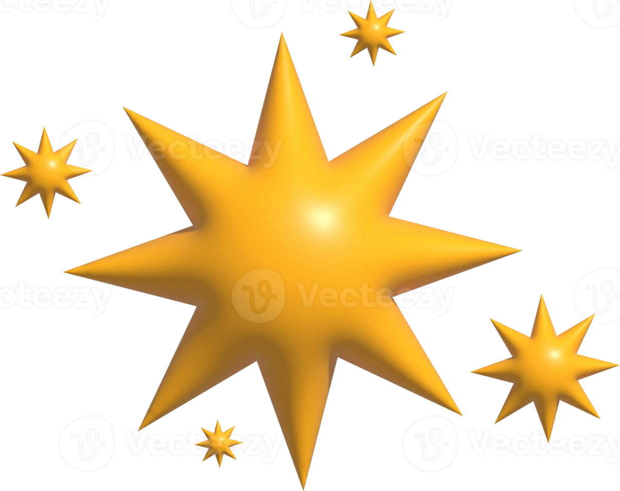 3D yellow stars sparkle firework, Decoration twinkle, shiny flash. Glowing light effect stars and bursts png