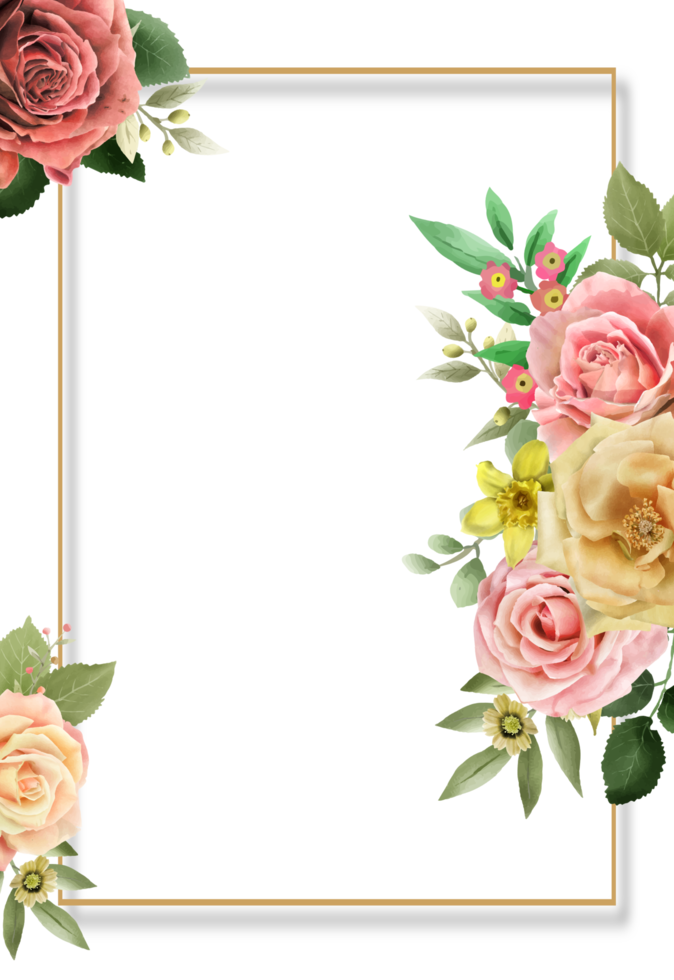 carte d'invitation de mariage floral coloré png