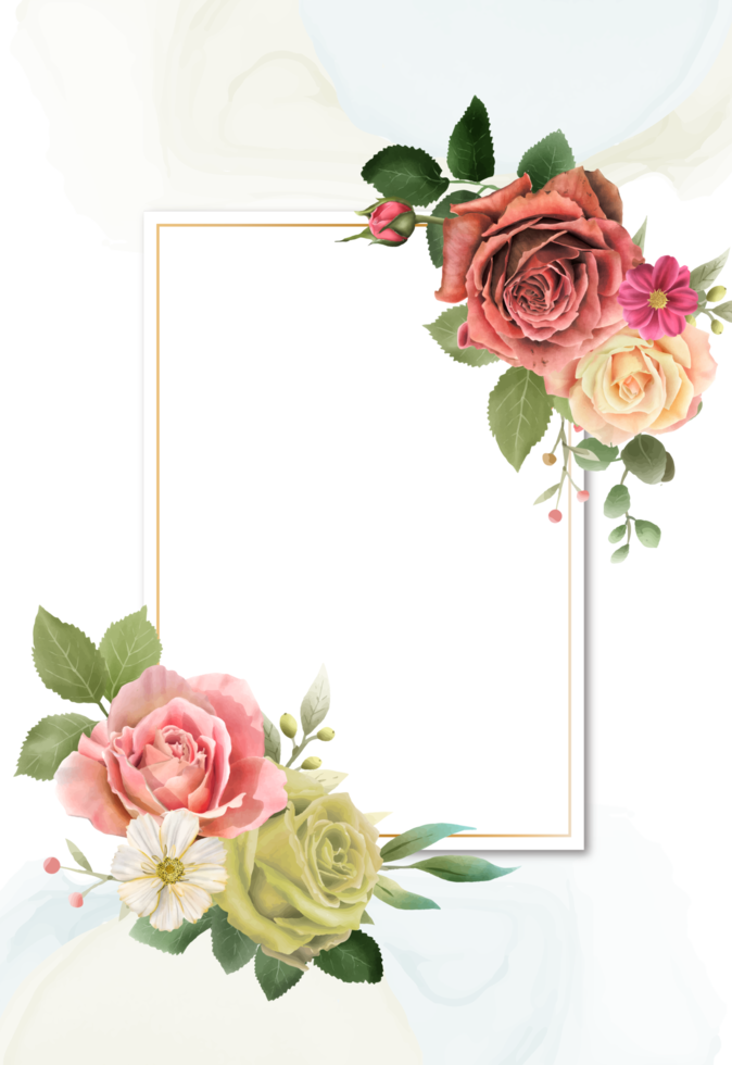 carte d'invitation de mariage floral coloré png