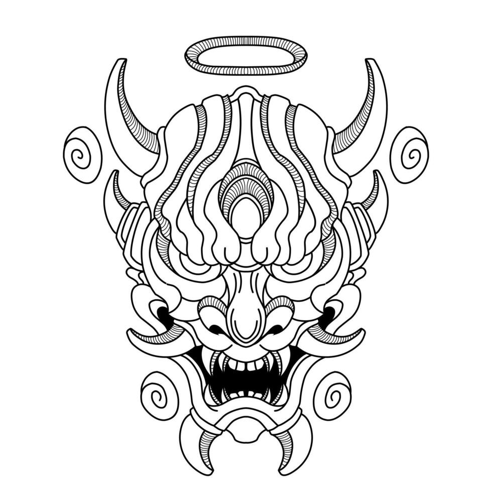 Free vector oni mask tattoo tribal