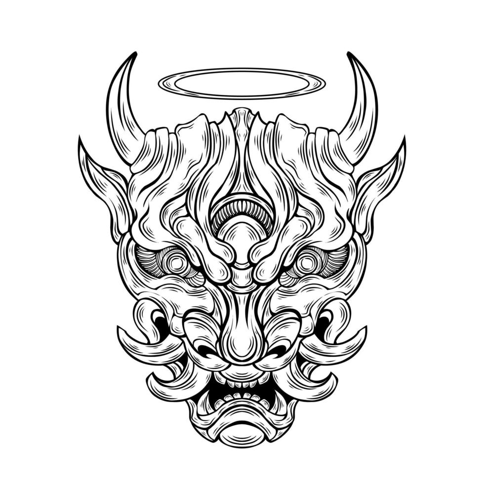 Free vector oni mask tattoo tribal