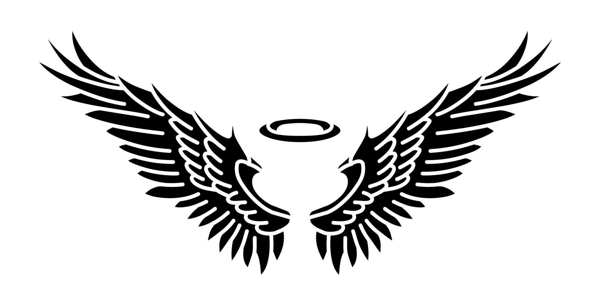 Free vector angel wings tribal tattoo