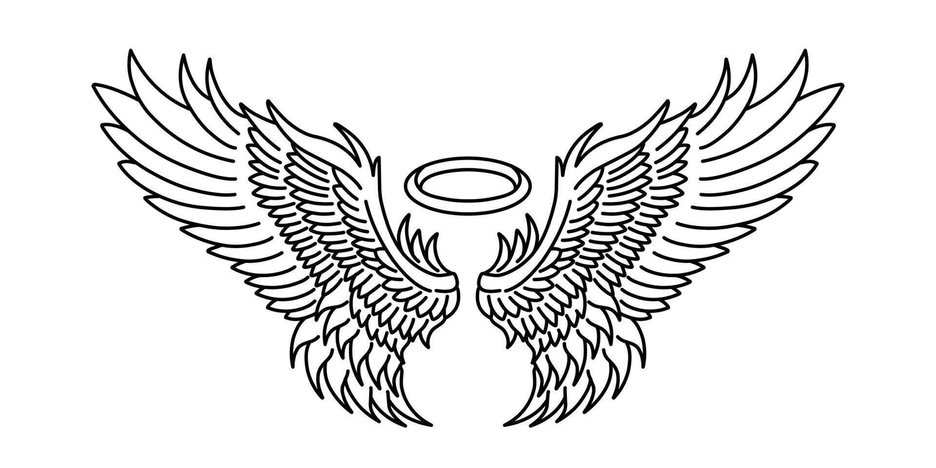 Free vector angel wings line art style