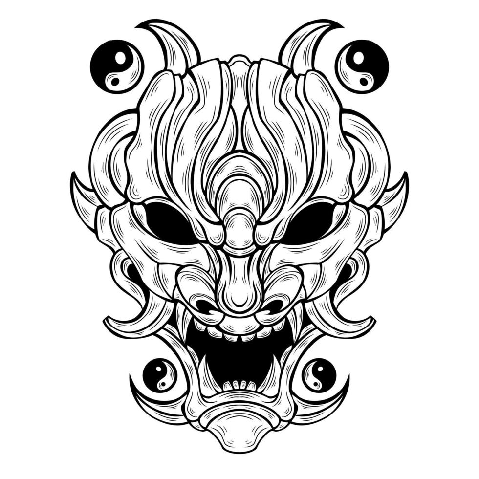 Free vector oni mask tattoo tribal