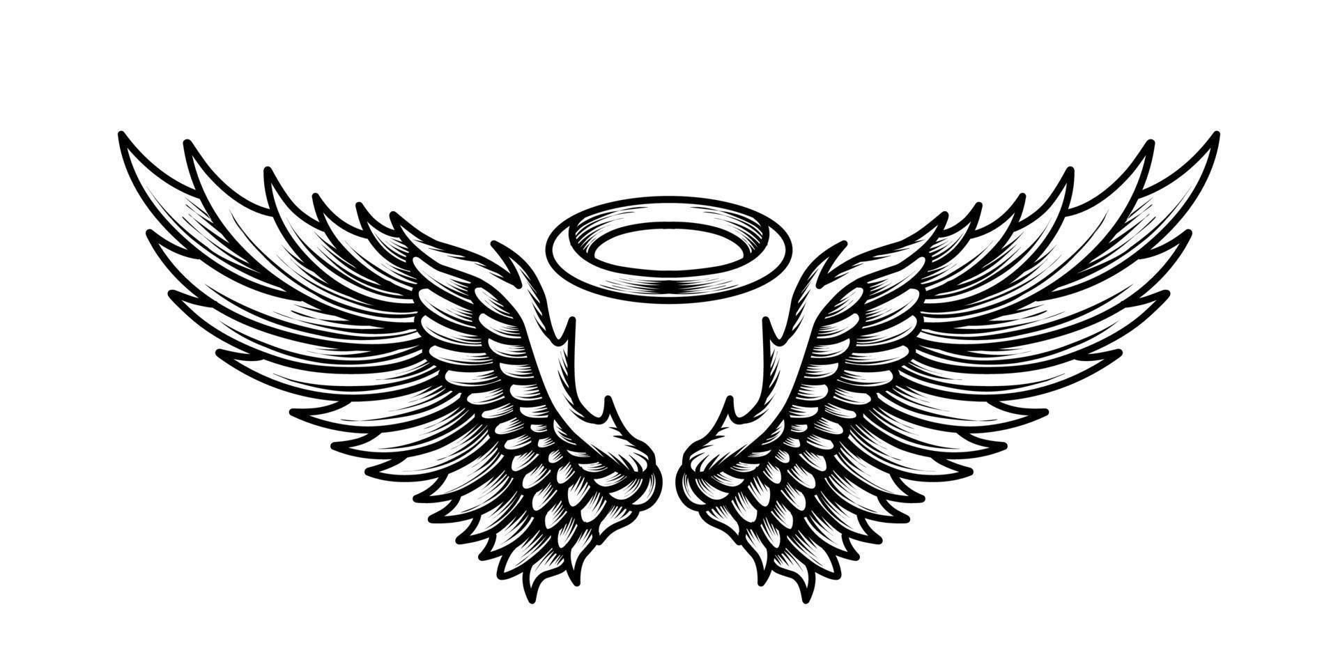 Free vector angel wings tribal tattoo