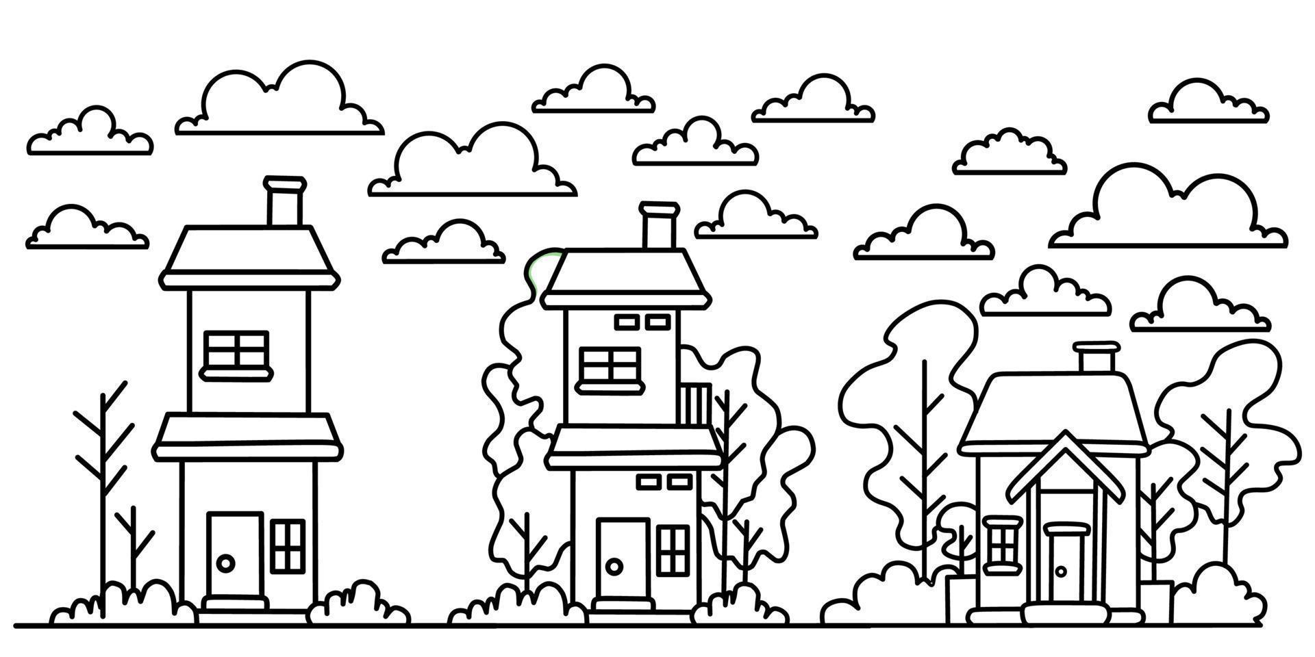 Free vector house line art