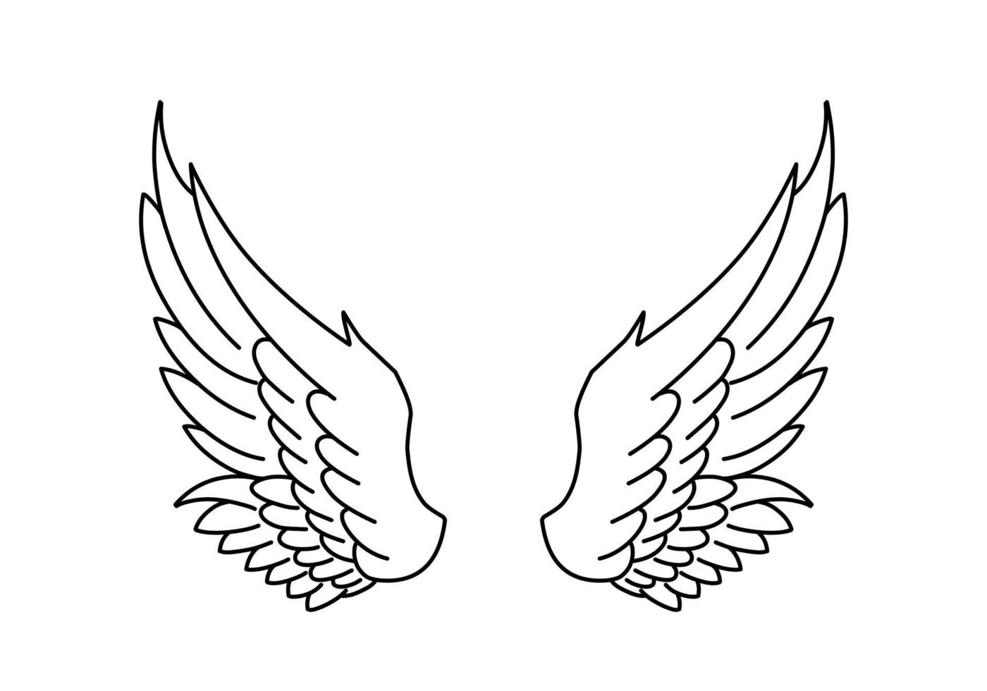 free vector angel wings line art