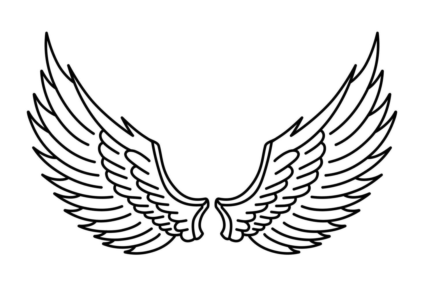 free vector angel wings line art