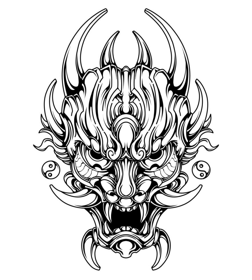 Free vector oni mask tattoo tribal