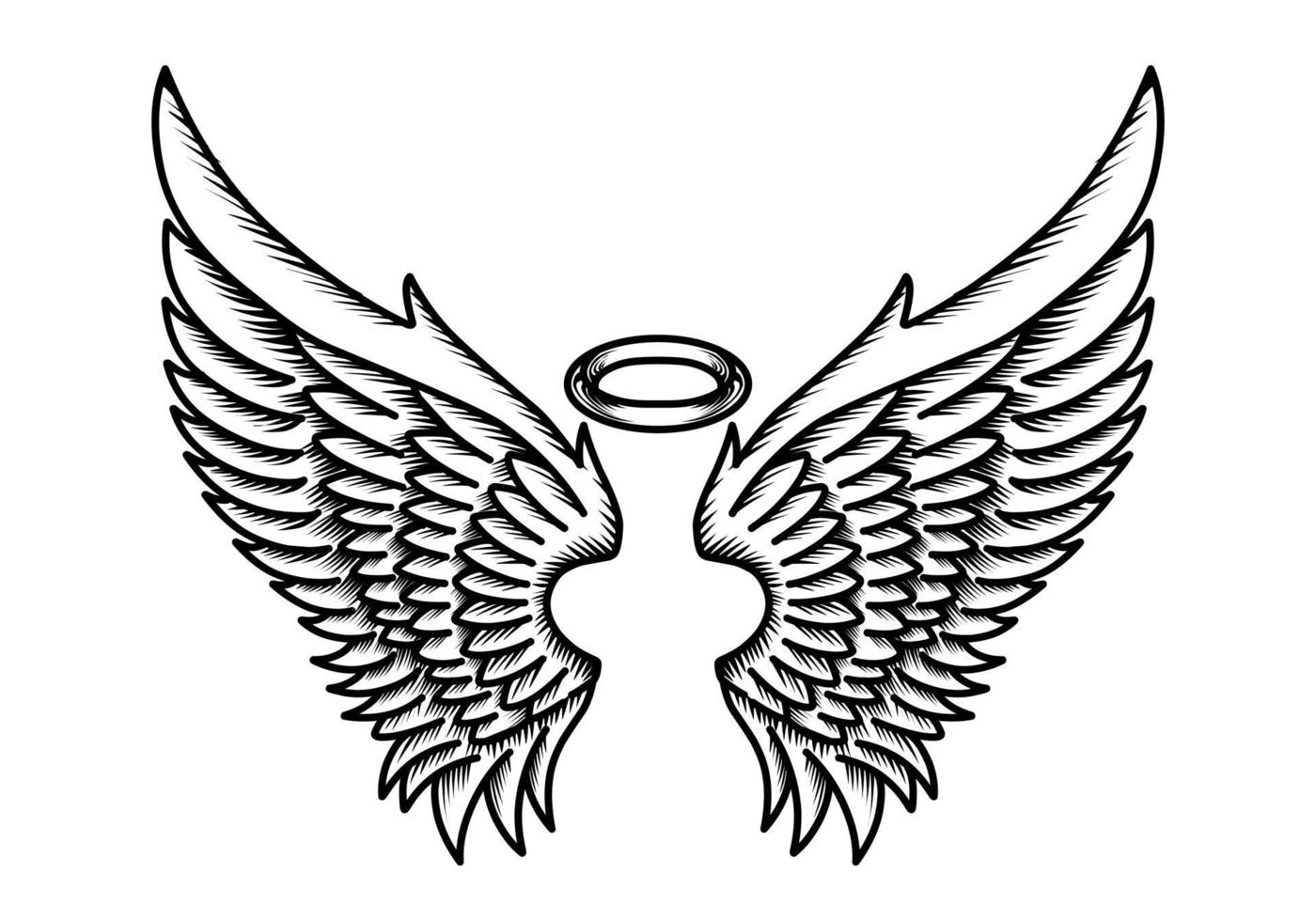 Free vector angel wings tribal tattoo