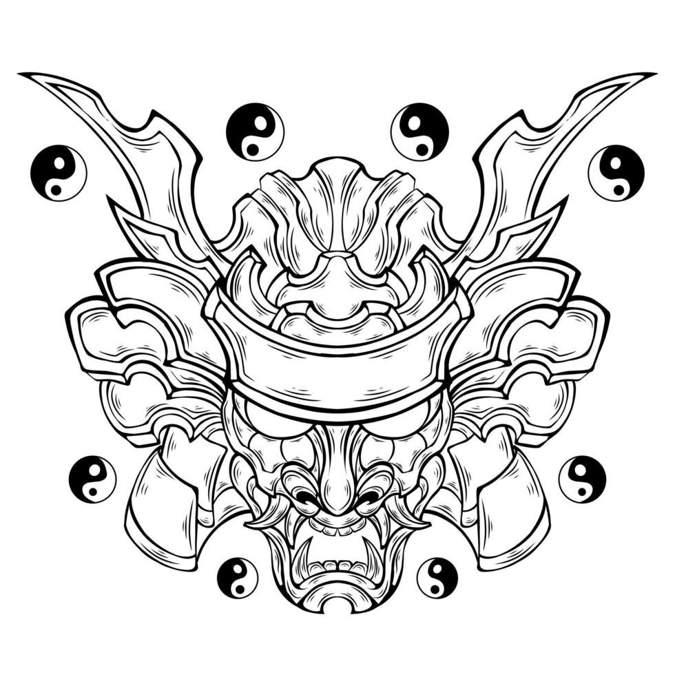 Free vector oni mask tattoo tribal