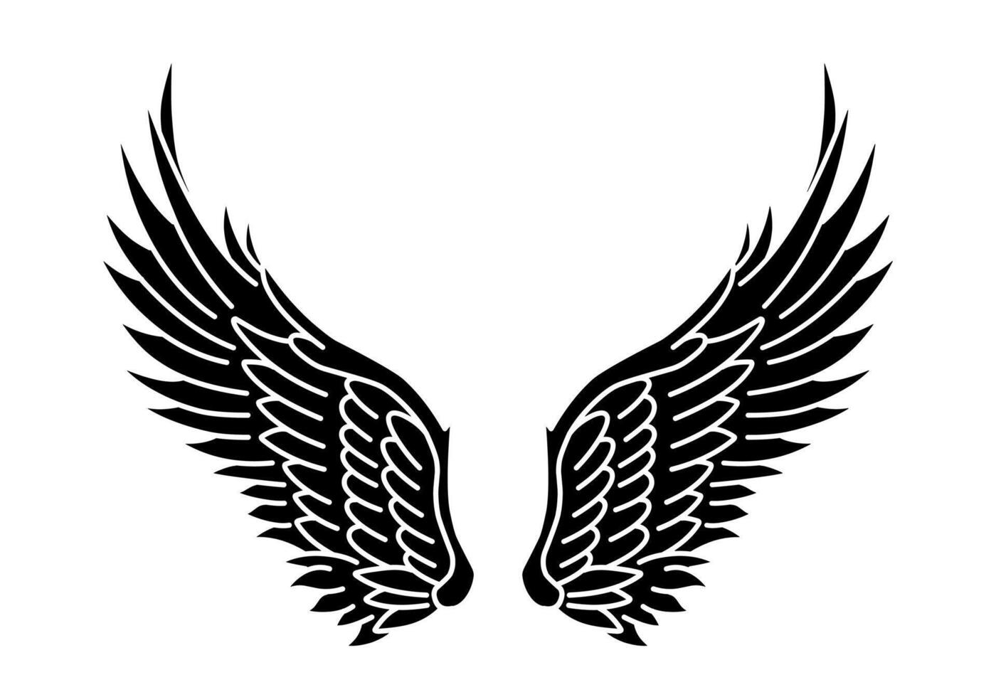 Free vector angel wings tribal tattoo