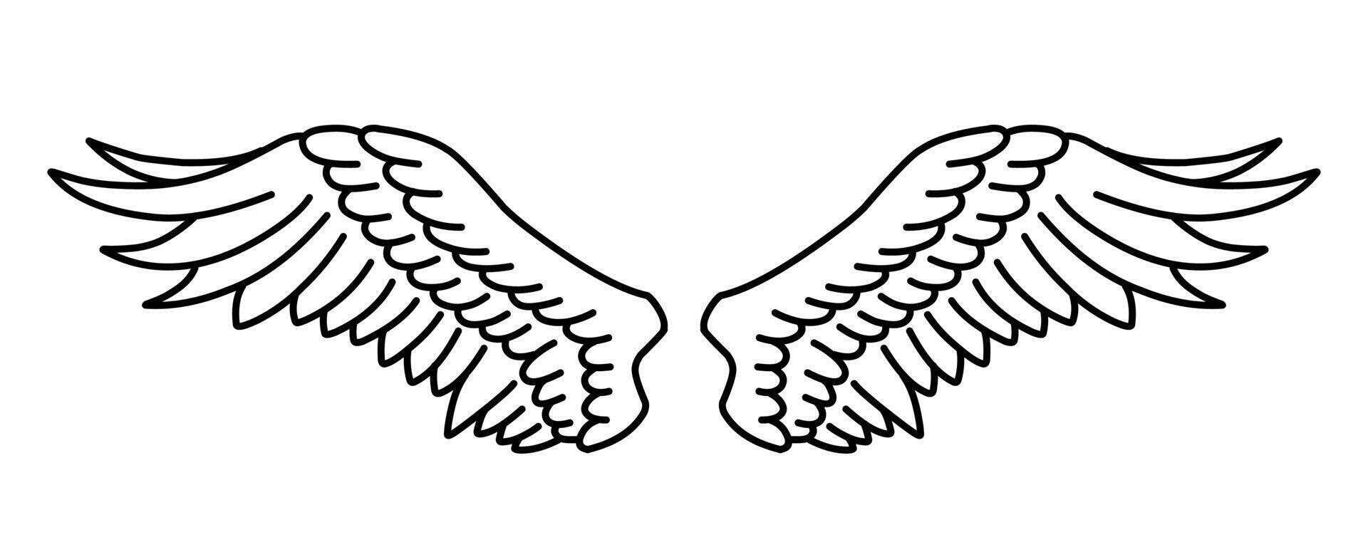 Free vector angel wings line art style