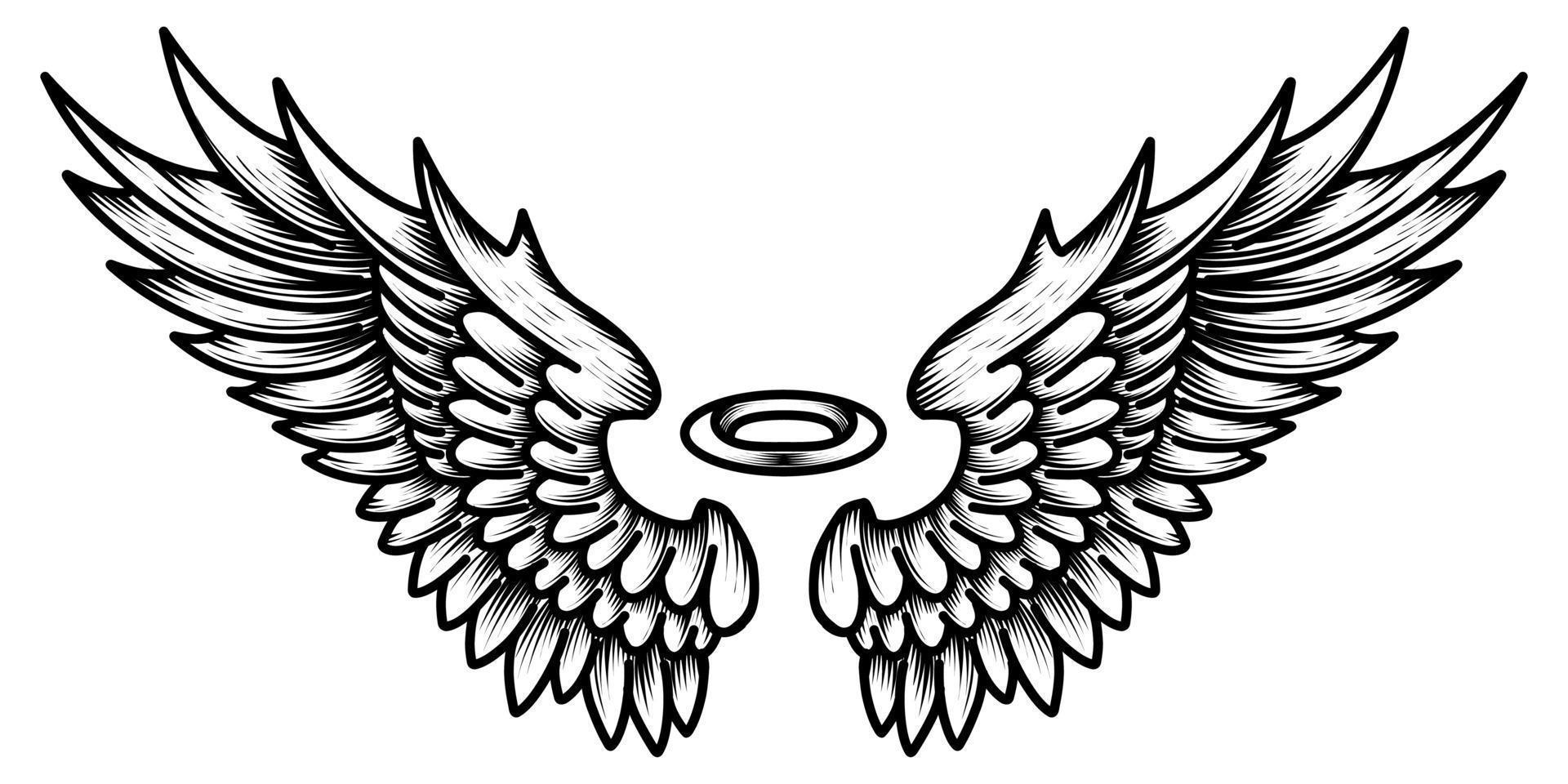 Free vector angel wings tribal tattoo