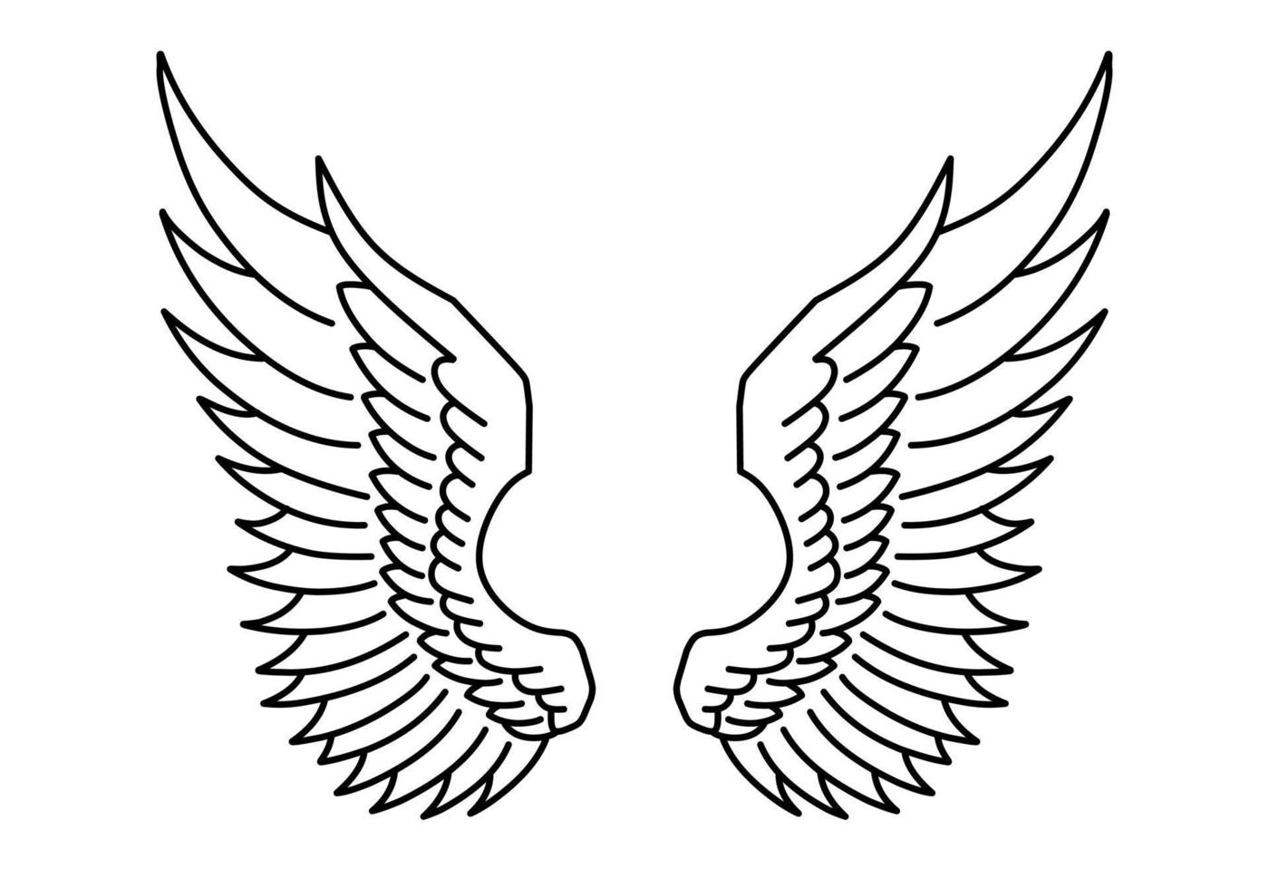 free vector angel wings line art