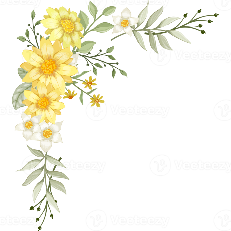 Yellow Flower Arrangement with watercolor style png