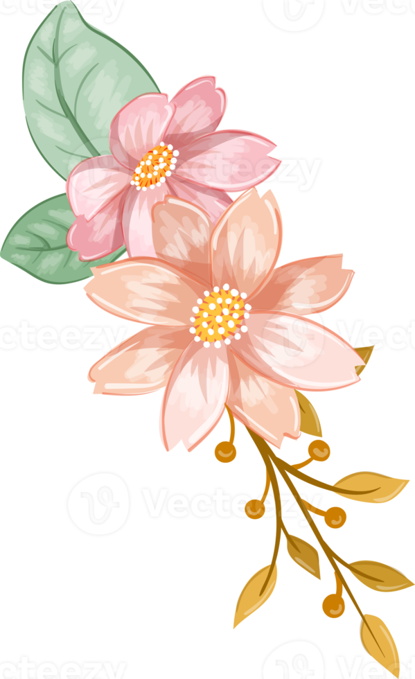 Orange Flower Arrangement with watercolor style png