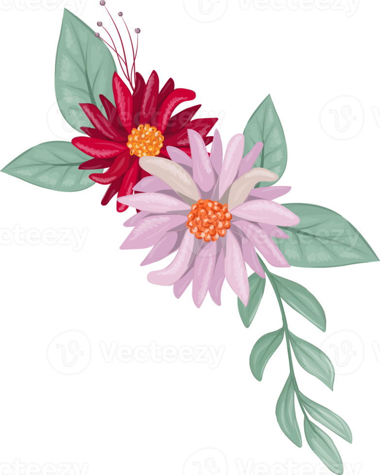 Red Flower Arrangement with watercolor style png