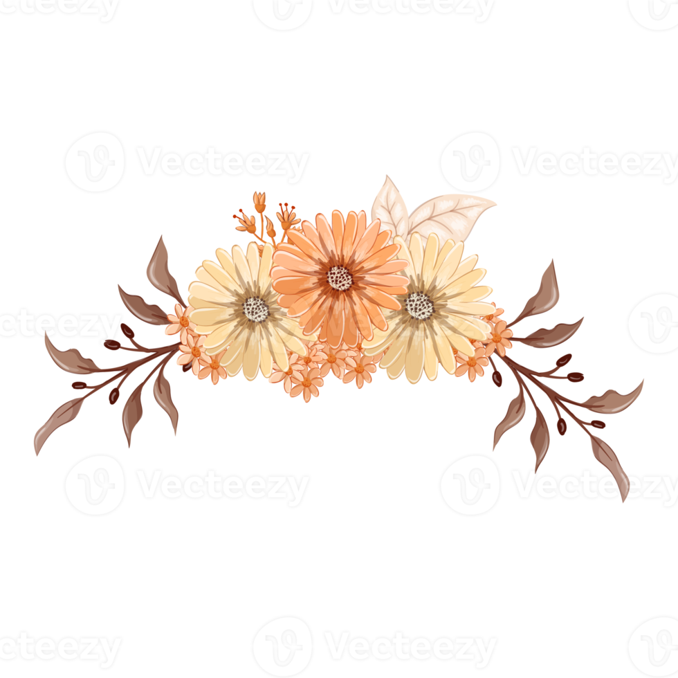 Orange Flower Arrangement with watercolor style png