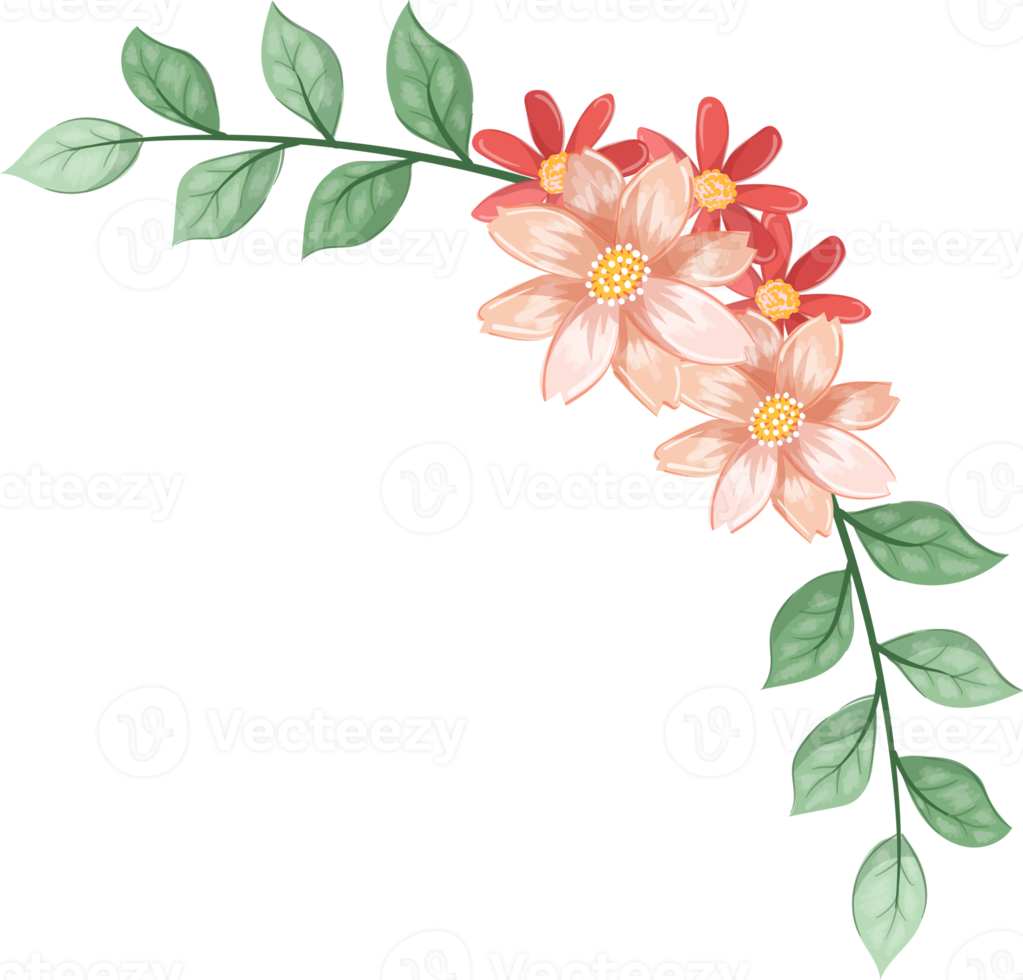 Orange Flower Arrangement with watercolor style png