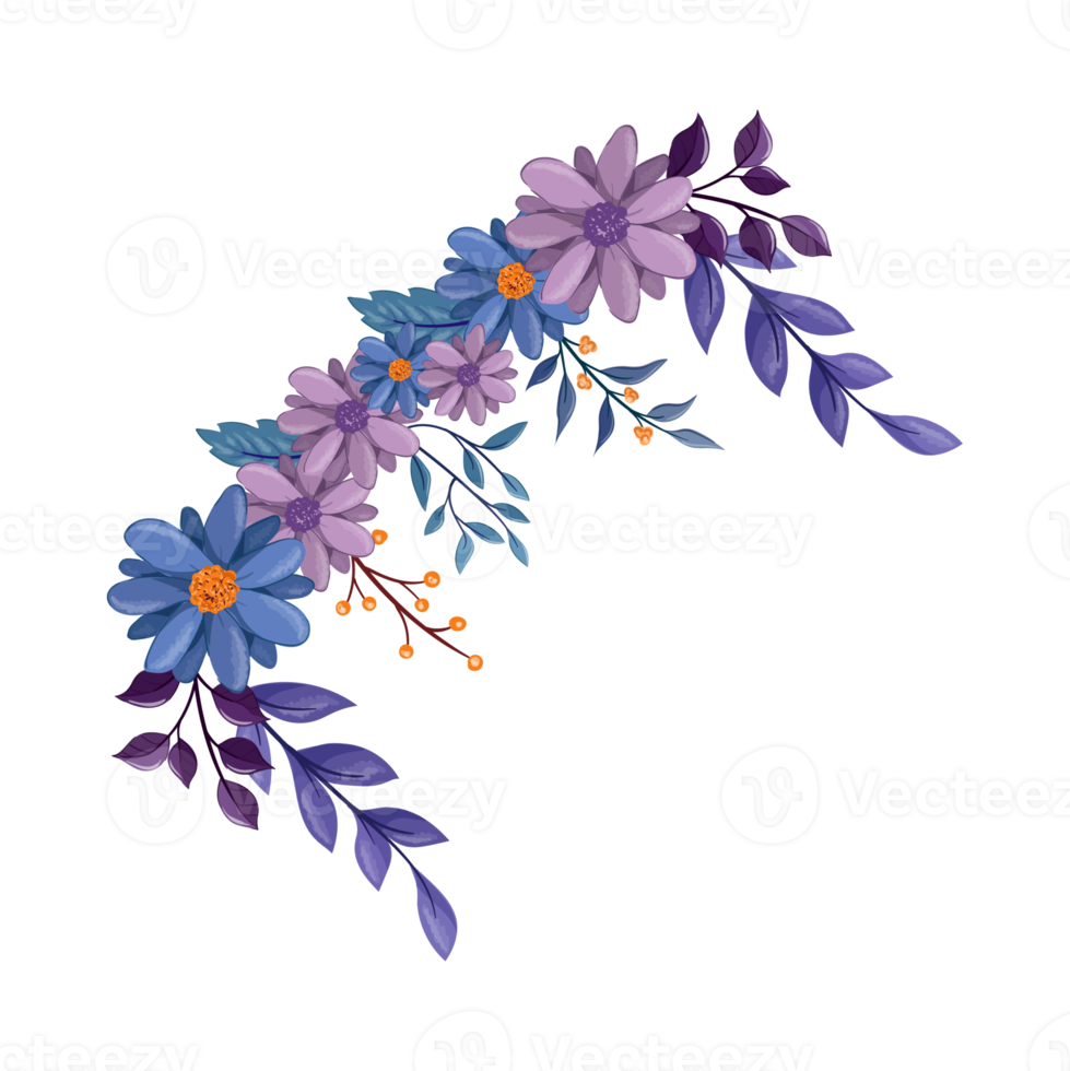 Purple Flower Arrangement with watercolor style png