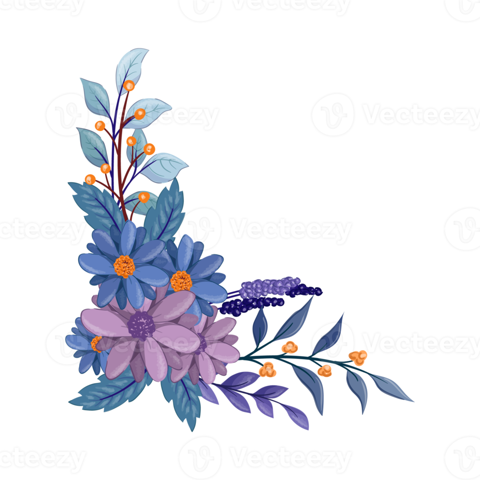 Purple Flower Arrangement with watercolor style png
