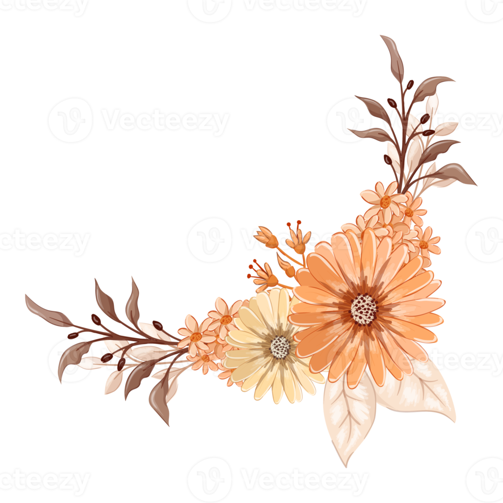 Orange Flower Arrangement with watercolor style png