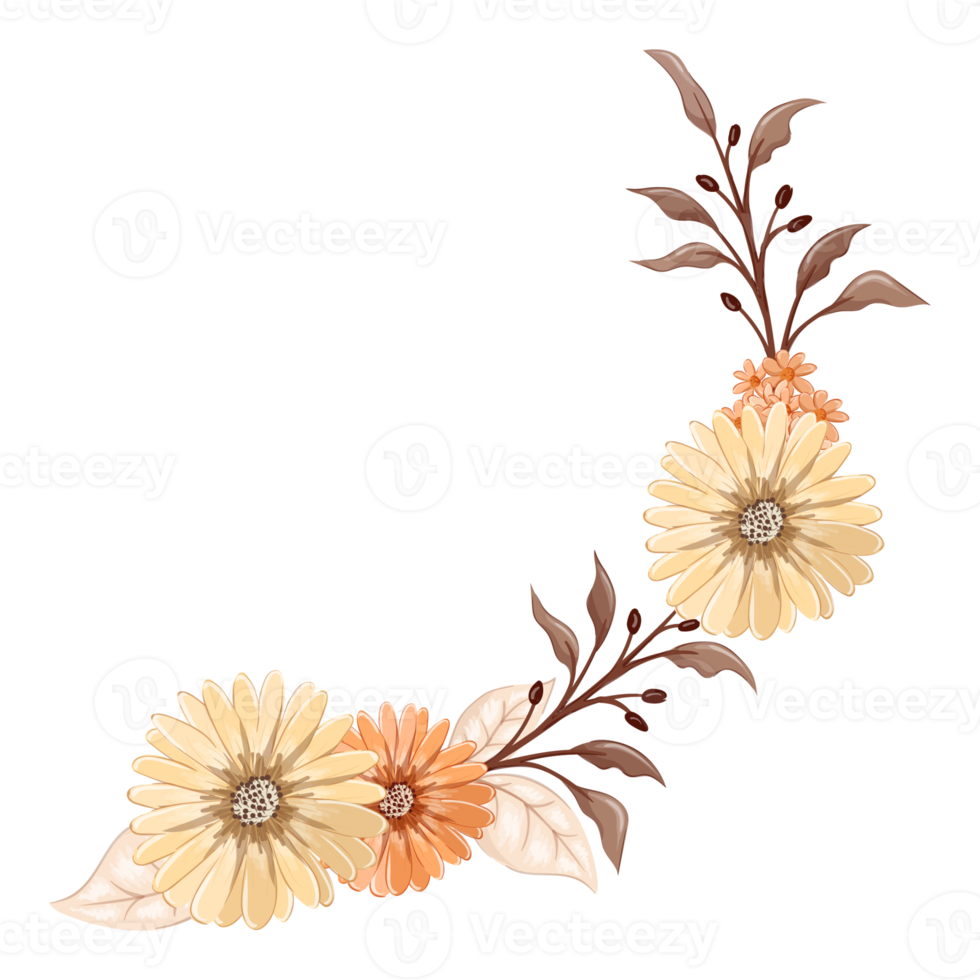 Orange Flower Arrangement with watercolor style png