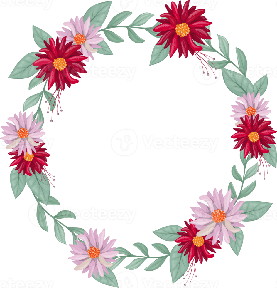Red Flower Arrangement with watercolor style png