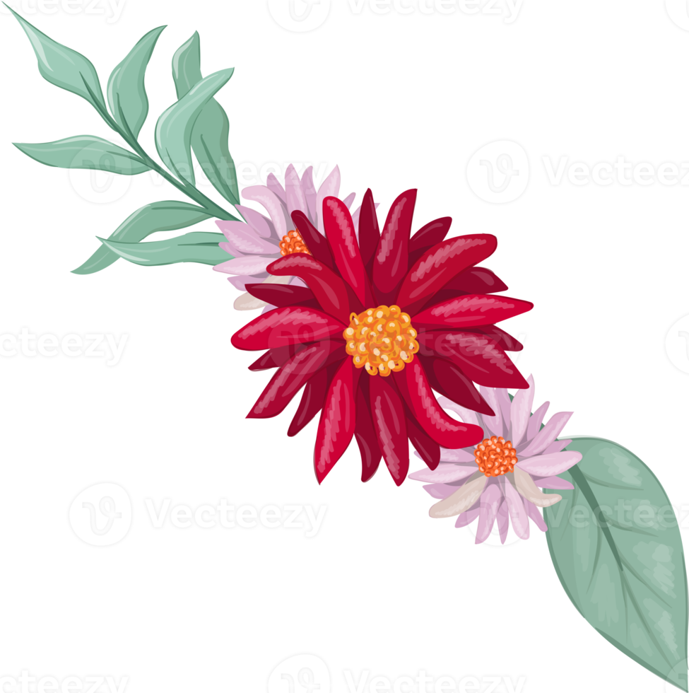 Red Flower Arrangement with watercolor style png